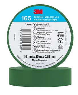3M Temflex Vinyl-Isolierband 165, Grün, 19 mm x 25 m