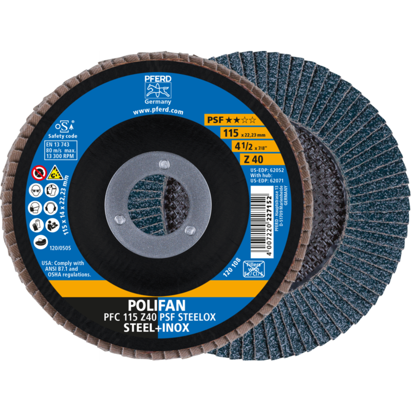 PFERD POLIFAN-Fächerscheiben PFC 115 Z 40 PSF STEELOX