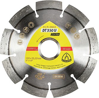 Klingspor - DT 350 U Diamanttrennscheibe, 125 x 2,4 x 22,23 mm 9 Segmente 33 x 2,4 x 10 mm, Standardverzahnung