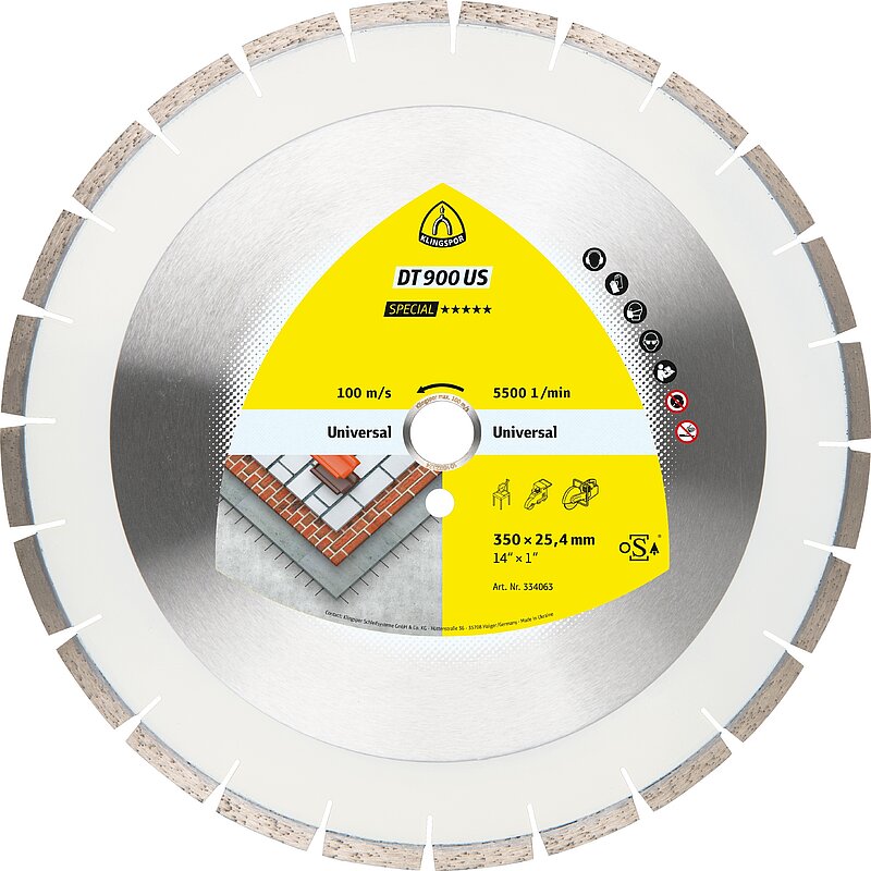 Klingspor - DT 900 US Diamanttrennscheibe, 400 x 3,6 x 25,4 mm 28 Segmente 40 x 3,6 x 10 mm, Engverzahnt
