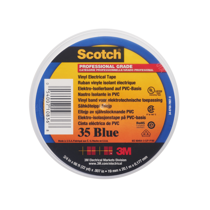 Scotch 35 Vinyl Elektro-Isolierband, Blau, 19 mm x 20 m, 0,18 mm