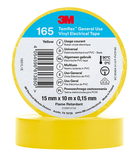 3M Temflex Vinyl-Isolierband 165, Gelb, 15 mm x 10 m