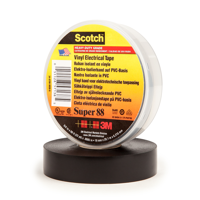 Scotch Super 88 Vinyl Elektro-Isolierband, Schwarz, 19 mm x 20 m, 0,22 mm