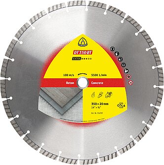 Klingspor - DT 350 BT Diamanttrennscheibe, 350 x 3 x 20 mm 24 Segmente 40 x 3 x 10 mm, Standard Turbo