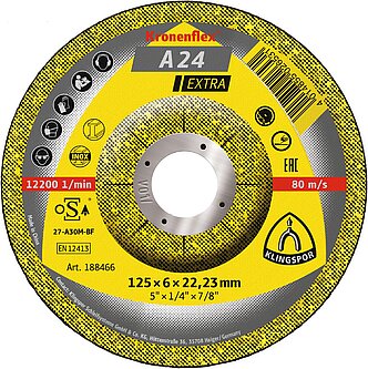 Klingspor - A 24 Extra Schruppscheibe, 125 x 6 x 22,23 mm gekröpft