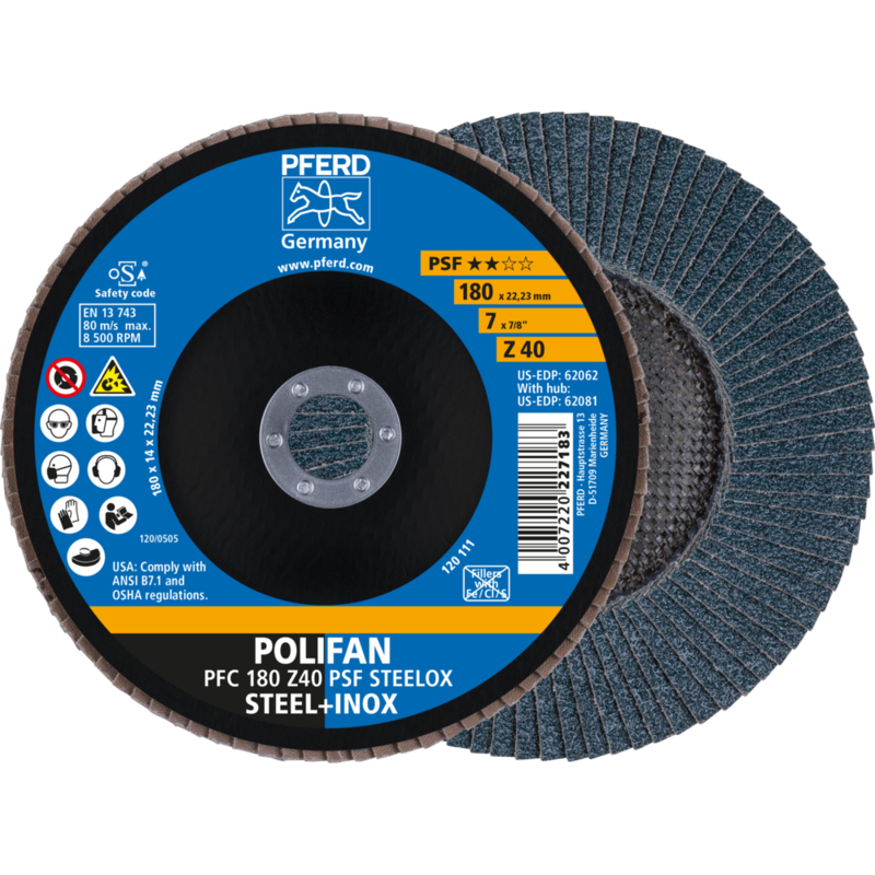 PFERD POLIFAN-Fächerscheiben PFC 180 Z 40 PSF STEELOX