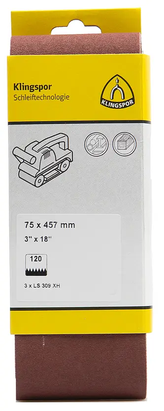 Klingspor - LS 309 XH Hobschleifband, 75 x 457 mm Korn 100 F5, SB-verpackt im Reiter