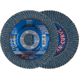 PFERD POLIFAN-Fächerscheiben PFR 115-L Z 40 SGP CURVE STEELOX