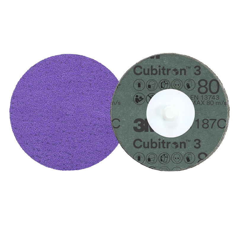 3M Cubitron 3 Roloc Fiberscheibe 1187C, 80+, TR, Purple, 51 mm, 50/Carton, 200 ea/Case