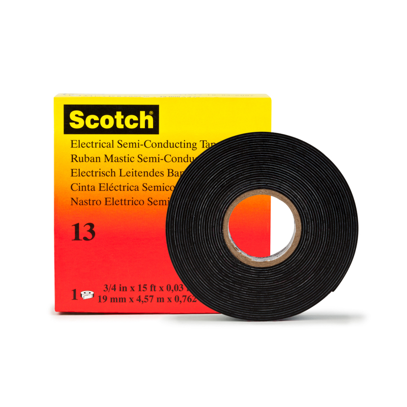Scotch 13 Ethylen-Propylen-Kautschuk-Band, selbstverschweißend, leitend, Schwarz, 19 mm x 4,5 m, 0,76 mm