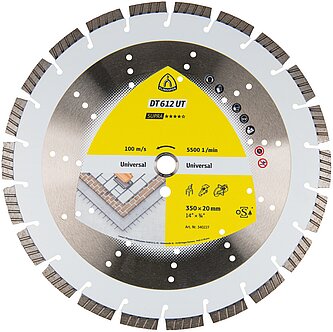 Klingspor - DT 612 UT Diamanttrennscheibe, 350 x 3 x 20 mm 22 Segmente 40 x 3 x 12 mm, Standard Turbo