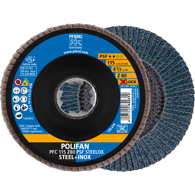 PFERD POLIFAN-Fächerscheiben PFC 115 Z 80 PSF STEELOX/X-LOCK