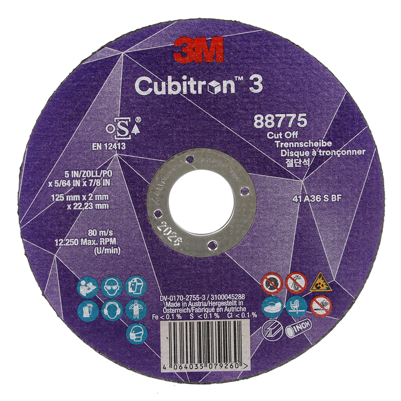 3M Cubitron 3 Trennscheibe, 88775, 36+, T41, 125 mm x 2 mm x 22,23 mm, EN, 25/Pack, 50 Stück/VE