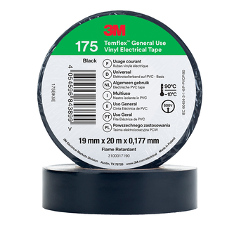 3M Temflex Vinyl-Isolierband 175, Schwarz, 19 mm x 20 m