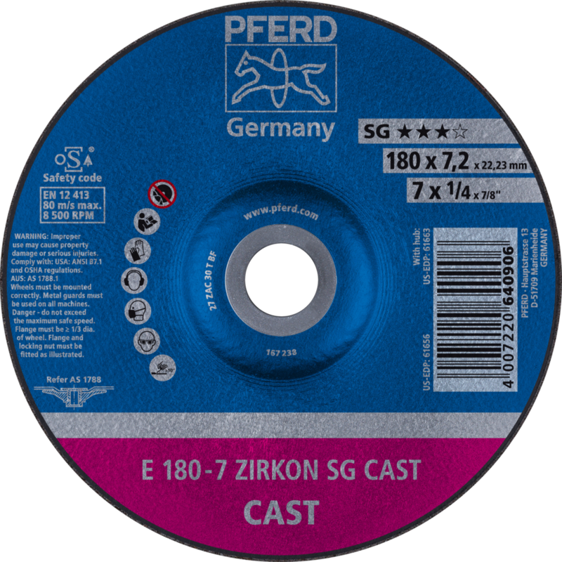 PFERD Schruppscheiben E 180-7 ZIRKON SG CAST