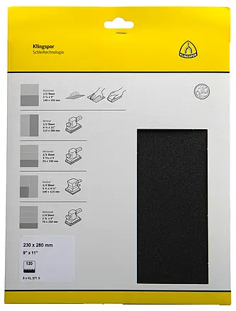 Klingspor - KL 371 X S.a.U. Bogen, 230 x 280 mm Korn 40, SB-verpackt im Reiter