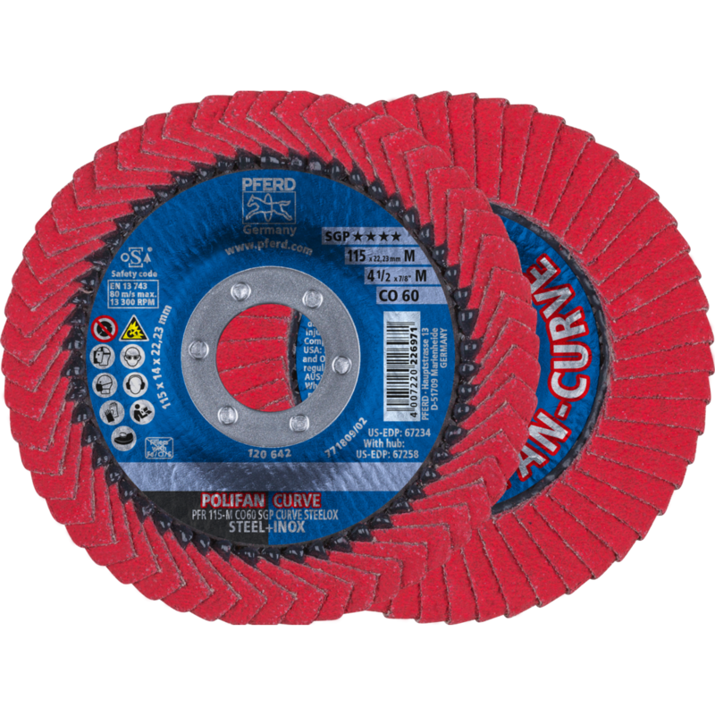 PFERD POLIFAN-Fächerscheiben PFR 115-M CO 60 SGP CURVE STEELOX