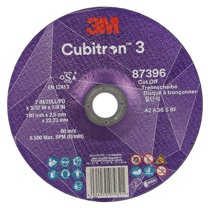 3M Cubitron 3 Trennscheibe, 87396, 36+, T42, 180 mm x 2,5 mm x 22,23 mm, EN, 25/Pack, 50 Stück/VE