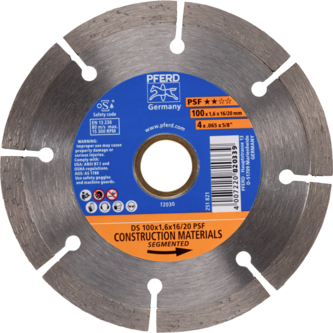 PFERD Diamantwerkzeuge für die Bauindustrie DS 100 x 1,6 x 16/20 PSF
