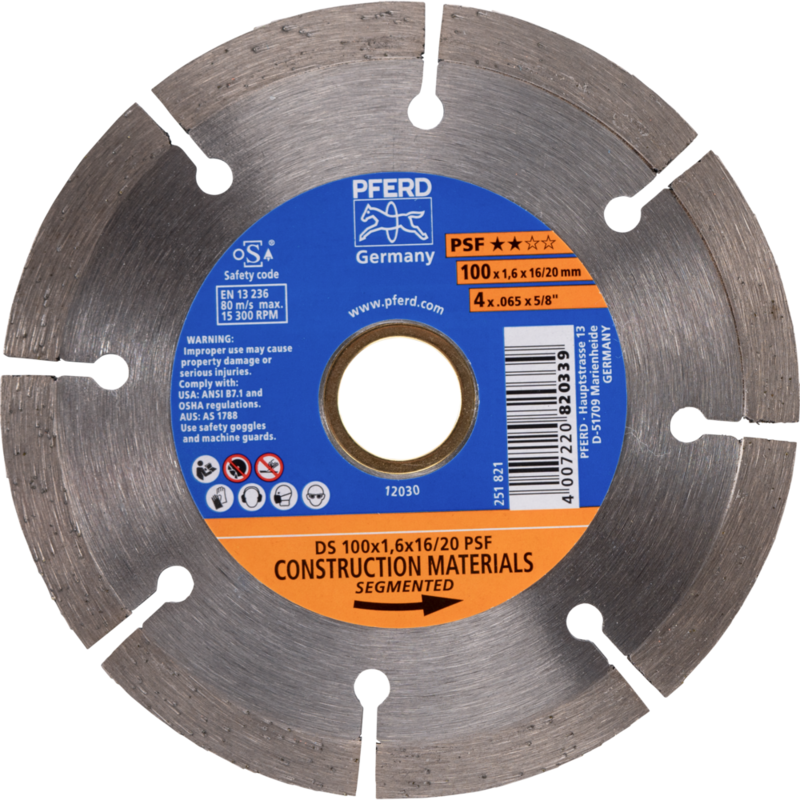 PFERD Diamantwerkzeuge für die Bauindustrie DS 100 x 1,6 x 16/20 PSF