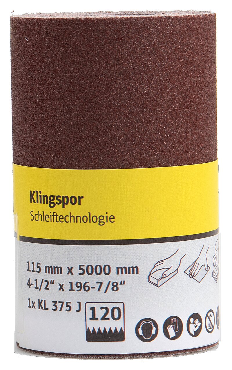 Klingspor - KL 375 J Schleifrolle, 115 x 5000 mm Korn 80