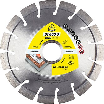Klingspor - DT 600 U Diamanttrennscheibe, 150 x 2,4 x 22,23 mm 18 Segmente 20 x 2,4 x 9 mm, Kurzverzahnung