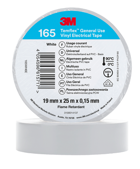 3M Temflex Vinyl-Isolierband 165, Weiß, 19 mm x 25 m