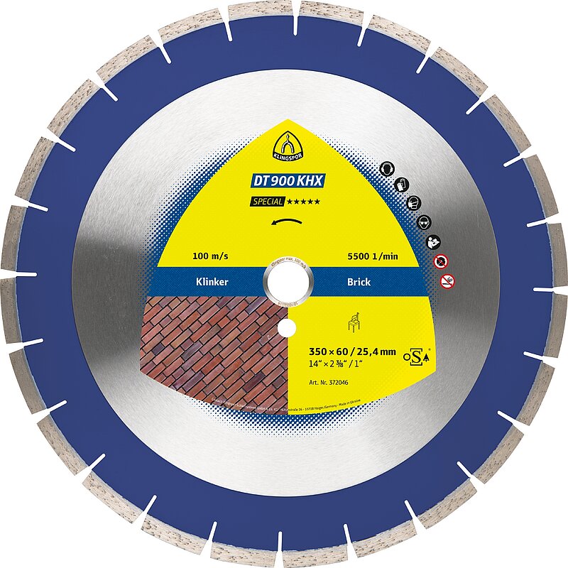 Klingspor - DT 900KHX Diamanttrennscheibe, 350 x 3 x 60 mm 24 Segmente 40 x 3 x 12 mm, Engverzahnt Reduzierring 25,4