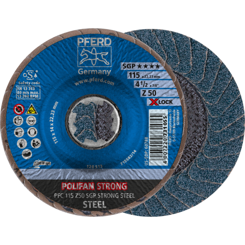 PFERD POLIFAN-Fächerscheiben PFC 115 Z 50 SGP STRONG STEEL/X-LOCK