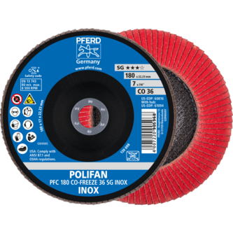 PFERD POLIFAN-Fächerscheiben PFC 180 CO-FREEZE 36 SG INOX