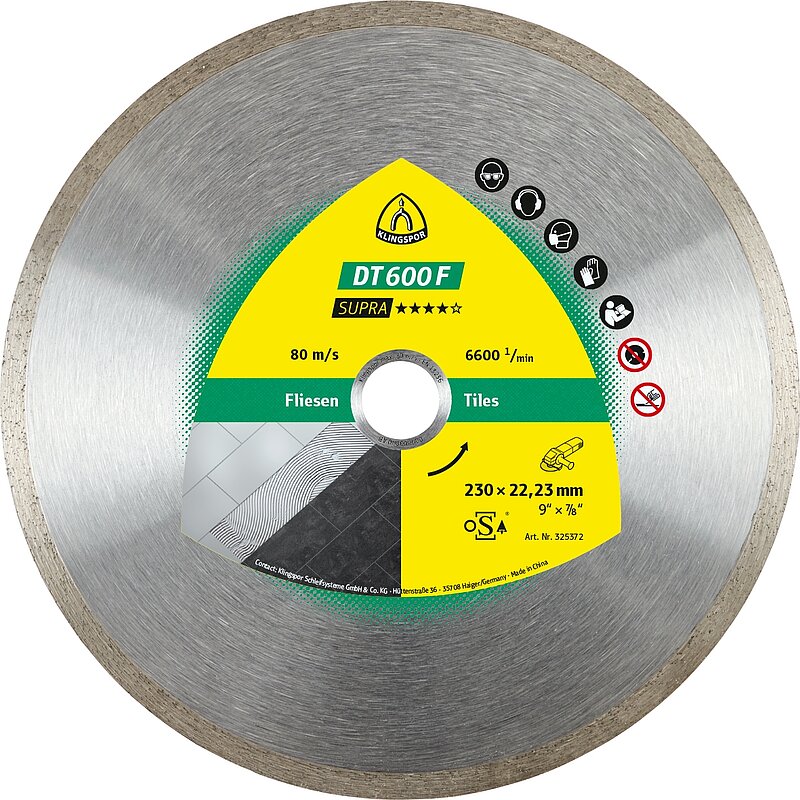 Klingspor - DT 600 F Diamanttrennscheibe, 115 x 1,6 x 22,23 mm 1,6 x 7 mm, geschlossener Rand