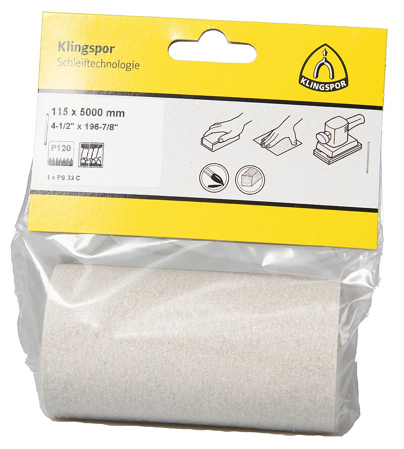 Klingspor - PS 33 C Schleifrolle, 115 x 5000 mm Korn 60, SB-verpackt in Folie