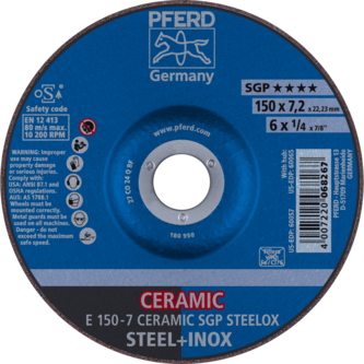 PFERD Schruppscheiben E 150-7 CERAMIC SGP STEELOX