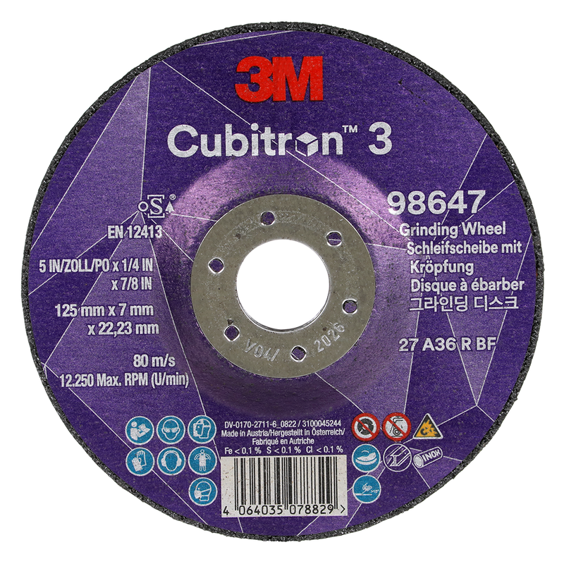 3M Cubitron 3 Schruppscheibe, 98647, 36+, T27, 125 mm x 7 mm x 22,23 mm, EN, 10/Pack, 20 Stück/VE