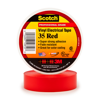 Scotch 35 Vinyl Elektro-Isolierband, Rot, 19 mm x 20 m, 018 mm