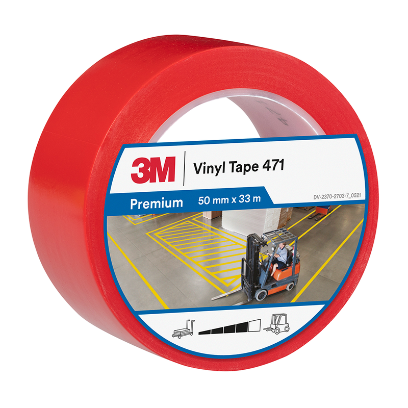 3M Weich-PVC-Klebeband 471, Rot, 50 mm x 33 m, 0.14 mm, Einzelverpackt